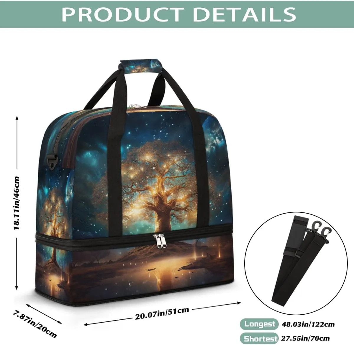 Sports Gym Bag Book Fantasy Large Travel Duffel Bag With Shoe Compartment Foldable Waterproof Carry-On Weekend Travel Bags for Camping Overnight Yoga Hospital Travel Bags