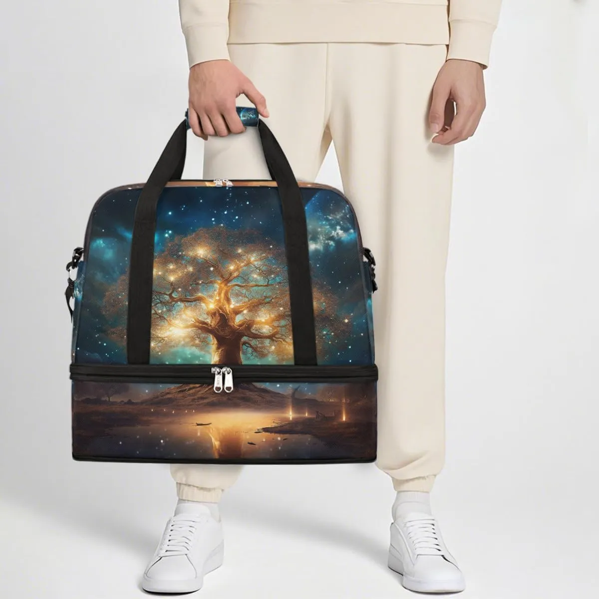 Sports Gym Bag Book Fantasy Large Travel Duffel Bag With Shoe Compartment Foldable Waterproof Carry-On Weekend Travel Bags for Camping Overnight Yoga Hospital Travel Bags