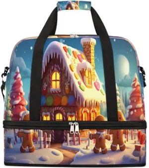 Sports Gym Bag Christmas Cookies Igloo Large Travel Duffel Bag With Shoe Compartment Foldable Waterproof Carry-On Weekend Travel Bags for Camping Overnight Yoga Hospital Travel Bags