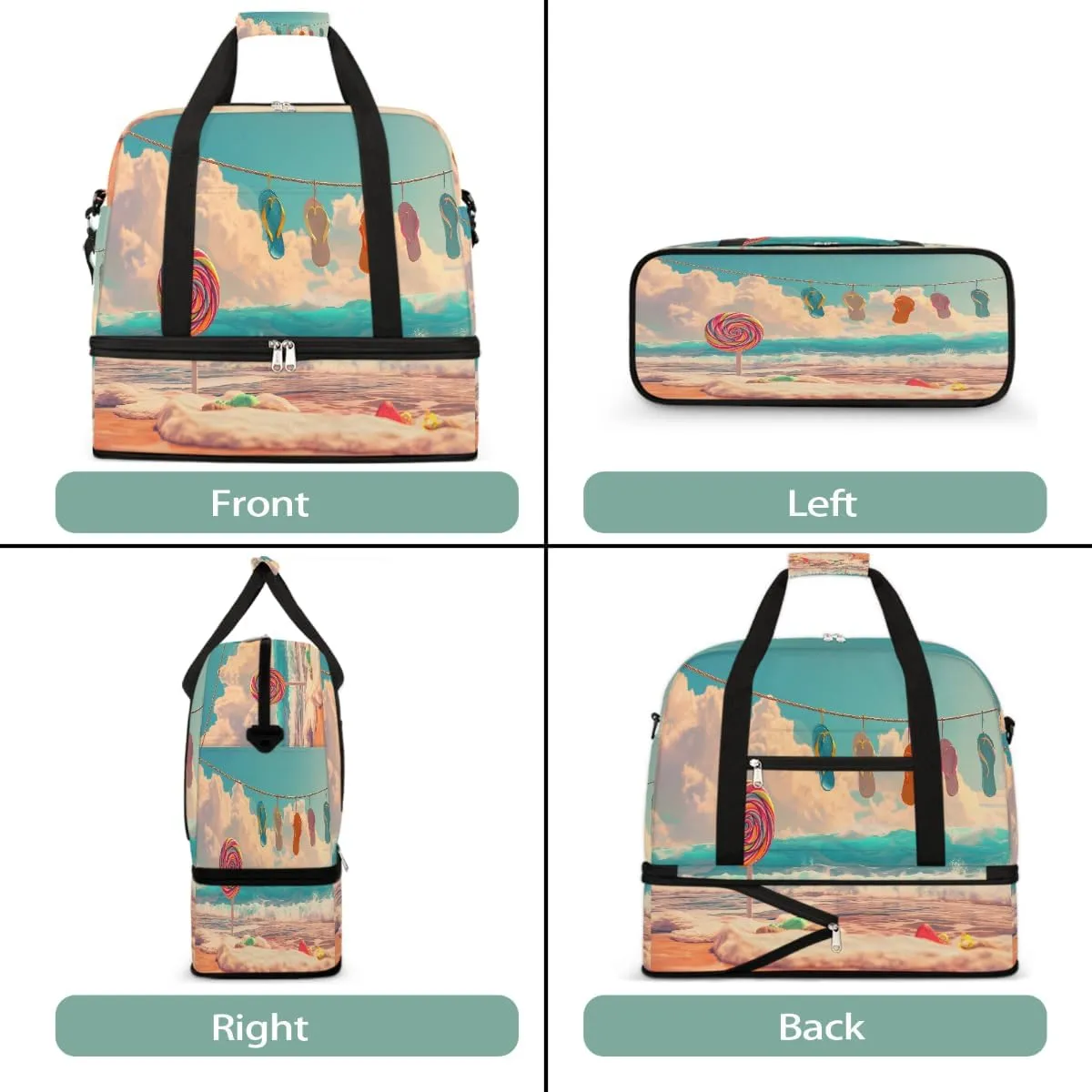 Sports Gym Bag Summer Beach Sky Large Travel Duffel Bag With Shoe Compartment Foldable Waterproof Carry-On Weekend Travel Bags for Camping Overnight Yoga Hospital Travel Bags