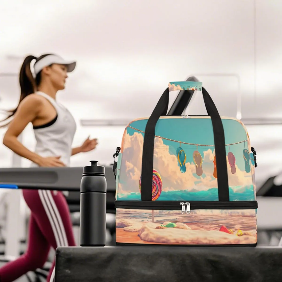 Sports Gym Bag Summer Beach Sky Large Travel Duffel Bag With Shoe Compartment Foldable Waterproof Carry-On Weekend Travel Bags for Camping Overnight Yoga Hospital Travel Bags