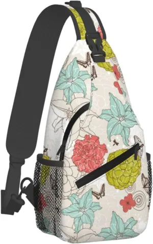 spring colorful flowers Chest Bags Crossbody Sling Bag Shoulder Bag Travel Hiking Daypack For Men Women