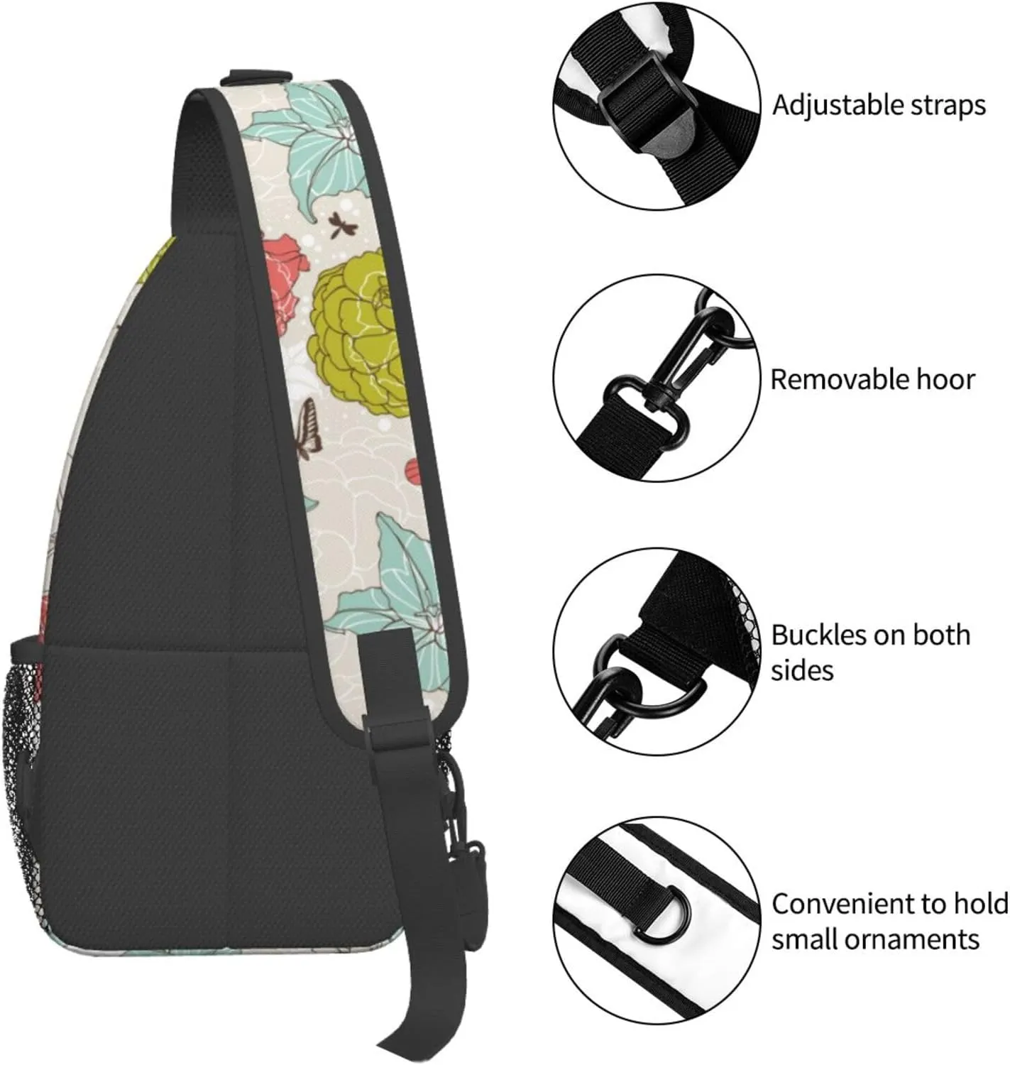 spring colorful flowers Chest Bags Crossbody Sling Bag Shoulder Bag Travel Hiking Daypack For Men Women