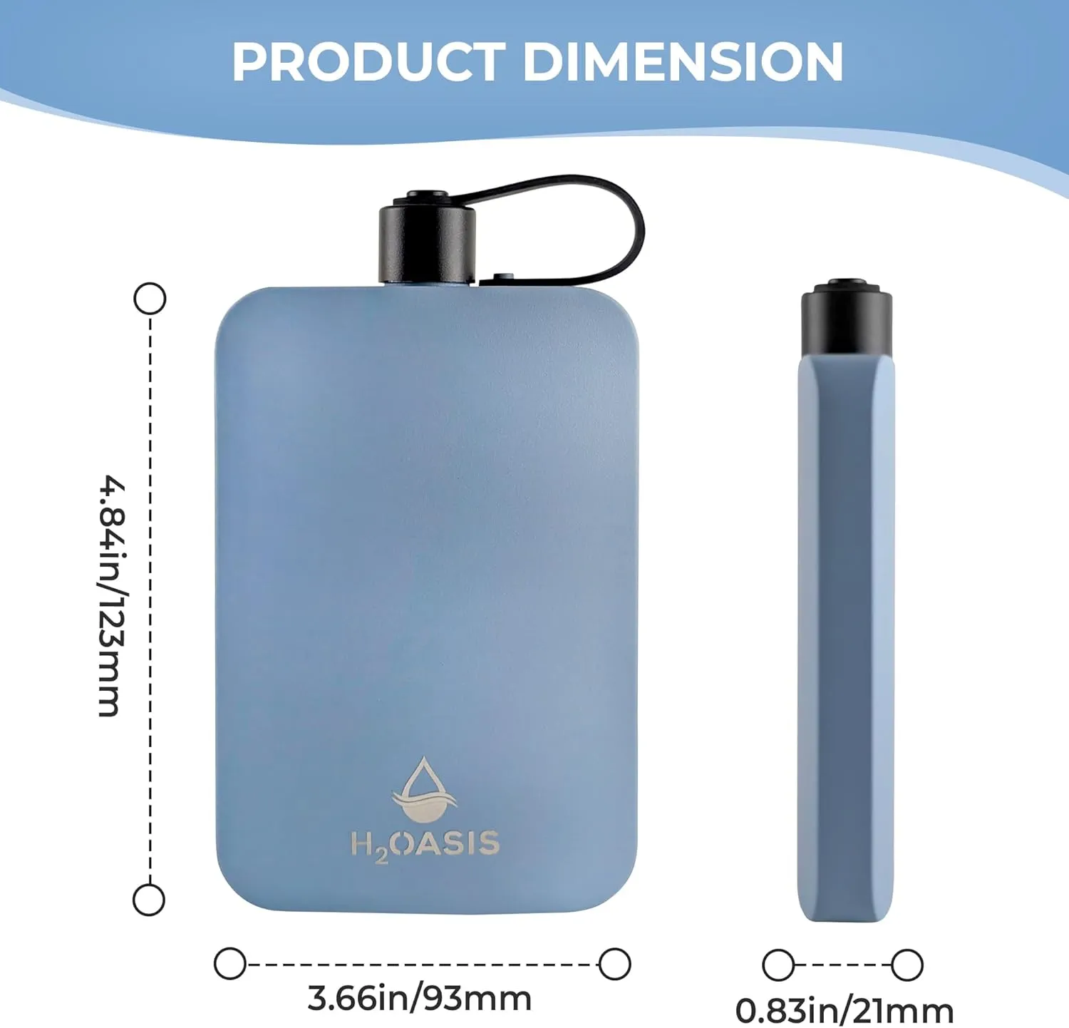Stainless Steel Hip Flask for Men - Funnel Bottles Compact Metal Whiskey Flask for Liquor Insulated - Fits In Purse, Ideal for Travel, Office, Daily Hydration 17oz (Blue)