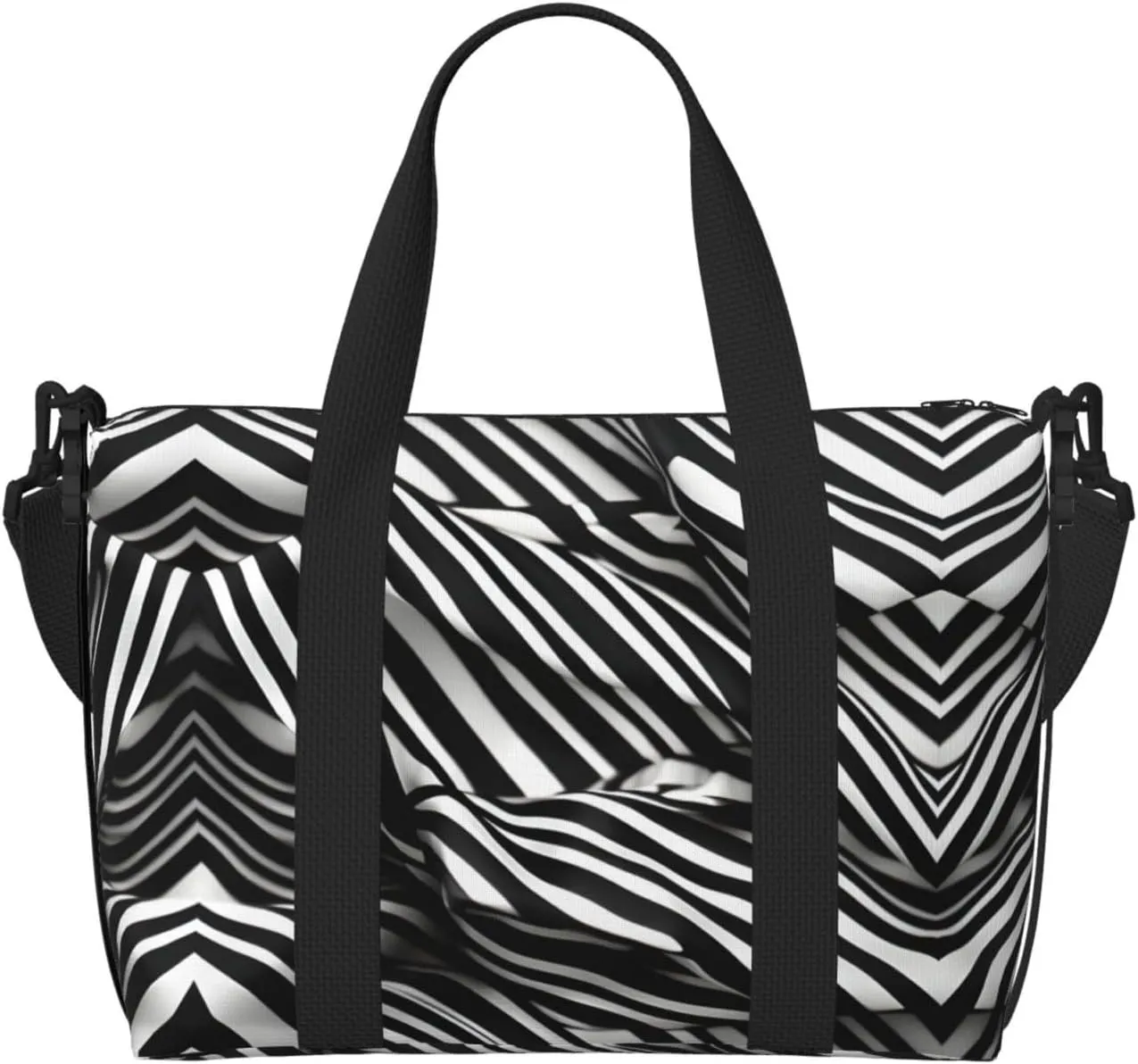 stripes black white Duffel Bags for Traveling - Lightweight Personal Item Travel Bags, Gym Bags for Men and Women