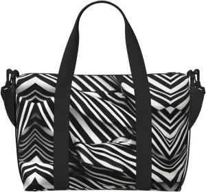 stripes black white Duffel Bags for Traveling - Lightweight Personal Item Travel Bags, Gym Bags for Men and Women