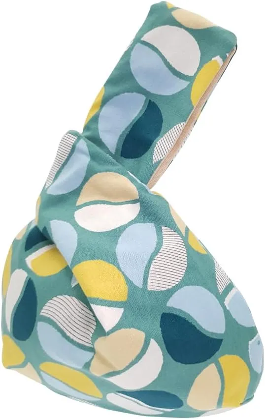 Stylish Cotton Japanese Pattern Wrist Bag Sleeve Knot Pouch Portable Canvas Tote Purse for Female, Women