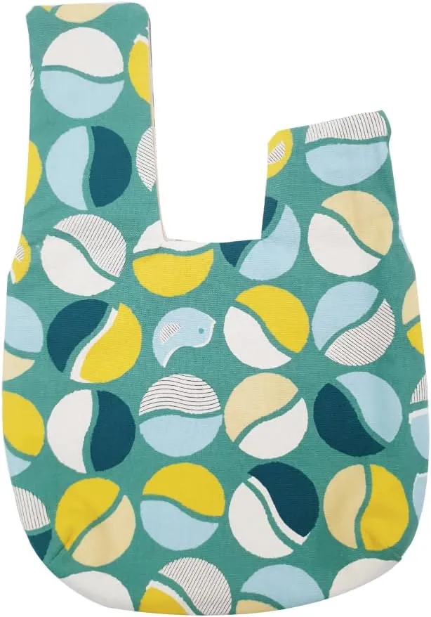 Stylish Cotton Japanese Pattern Wrist Bag Sleeve Knot Pouch Portable Canvas Tote Purse for Female, Women