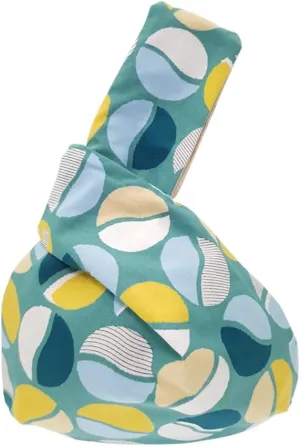 Stylish Cotton Japanese Pattern Wrist Bag Sleeve Knot Pouch Portable Canvas Tote Purse for Female, Women