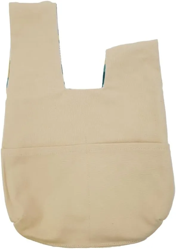 Stylish Cotton Japanese Pattern Wrist Bag Sleeve Knot Pouch Portable Canvas Tote Purse for Female, Women