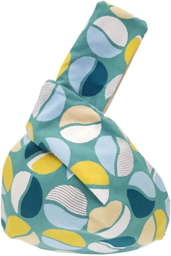 Stylish Cotton Japanese Pattern Wrist Bag Sleeve Knot Pouch Portable Canvas Tote Purse for Female, Women