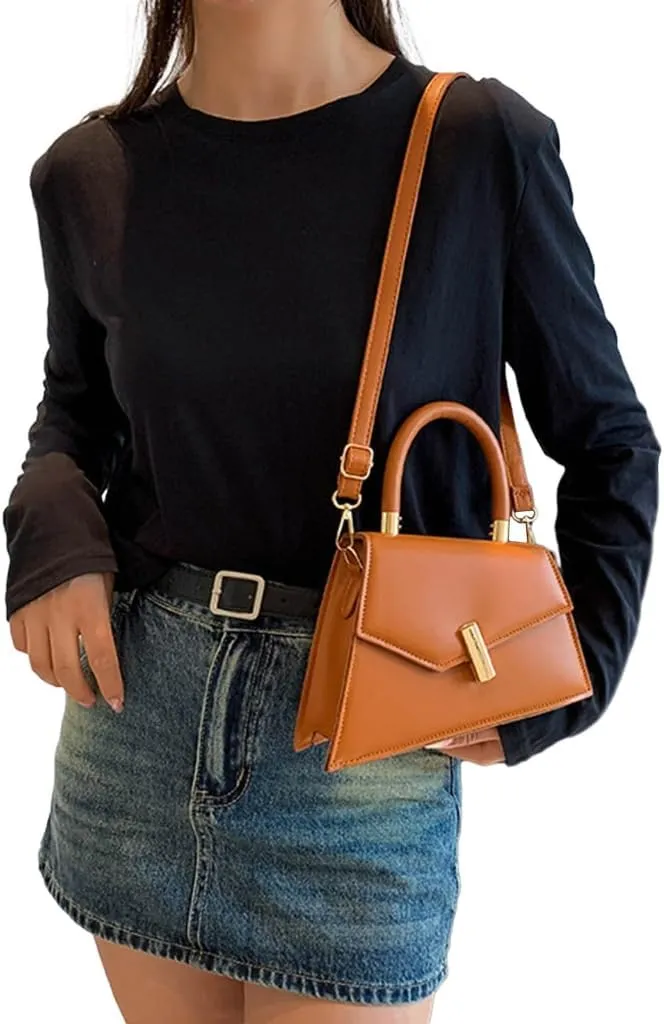 Stylish Solid Color Lock Buckle Handbag Fashionable PU Bag Minimalists Handbag Fashion Bags Show Your Person Charm