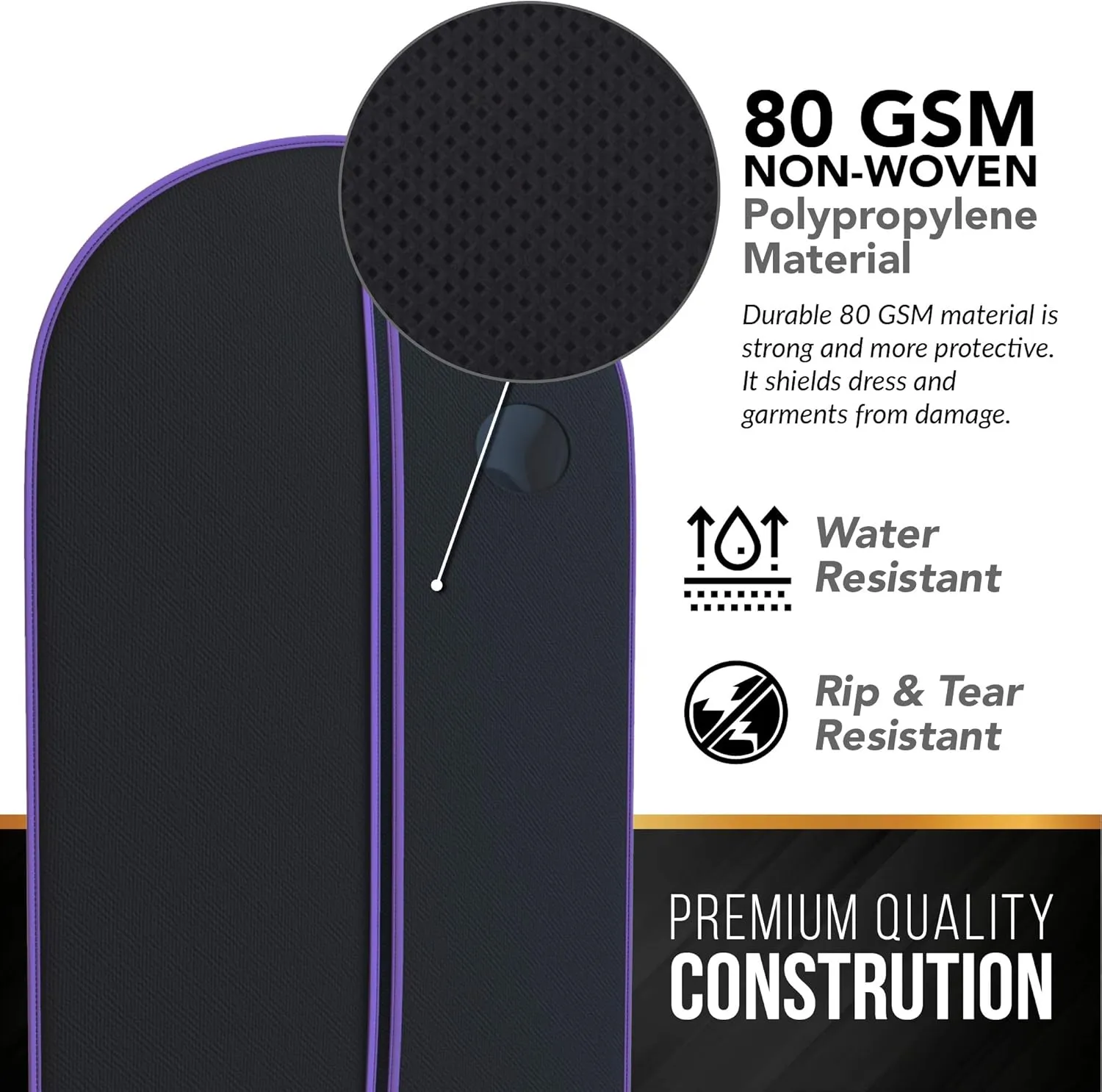 Suit Garment Travel Bags -Lightweight -40" x 24" -Men's Collection by Your Bags (Black & Purple)