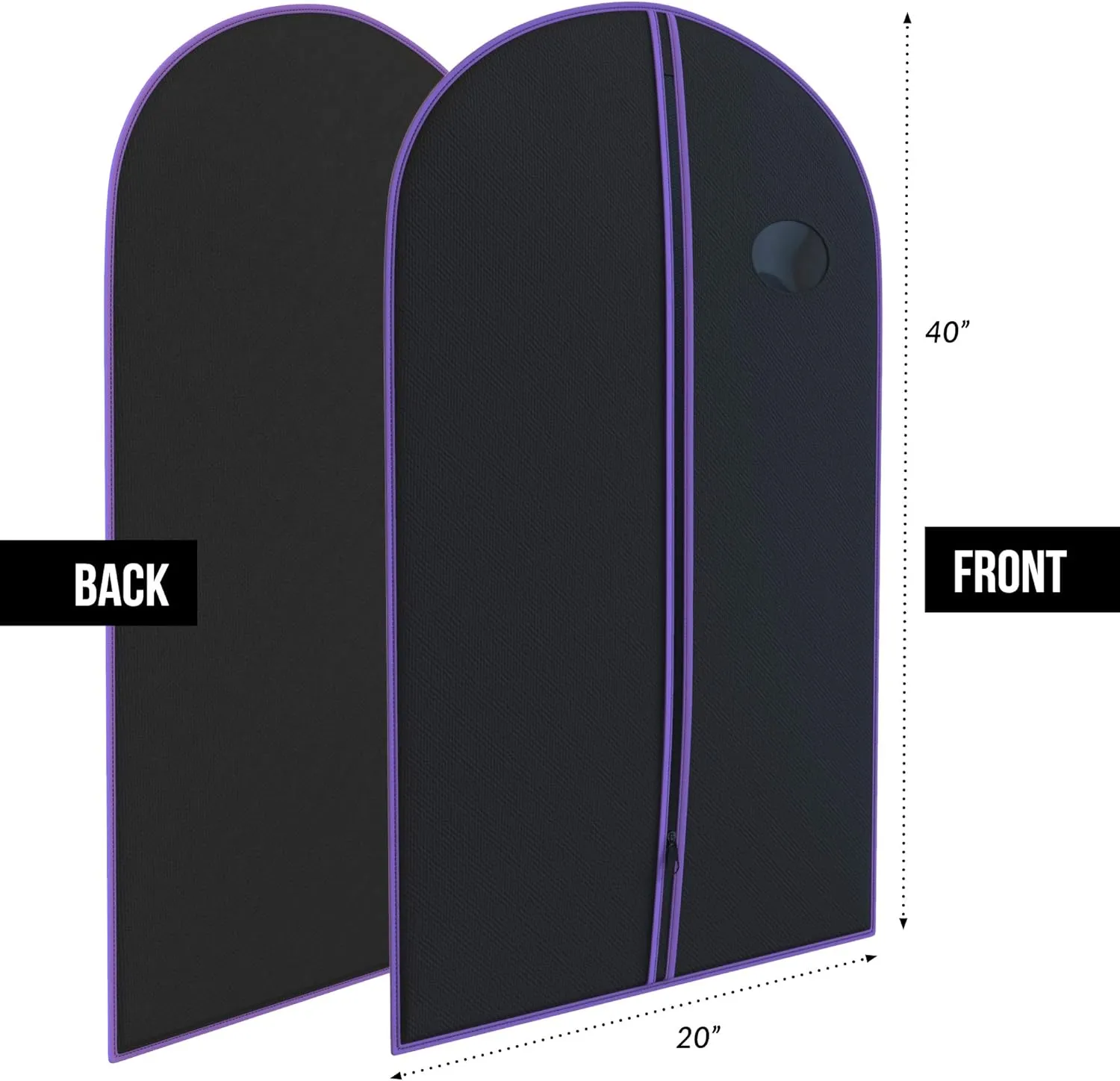 Suit Garment Travel Bags -Lightweight -40" x 24" -Men's Collection by Your Bags (Black & Purple)