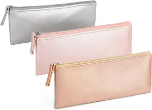 SumDirect PU Leather Cosmetic Pencil Bags - Small Soft Makeup Pouch with Zipper, Pencil Pouch Case Simple Comestic Organizer