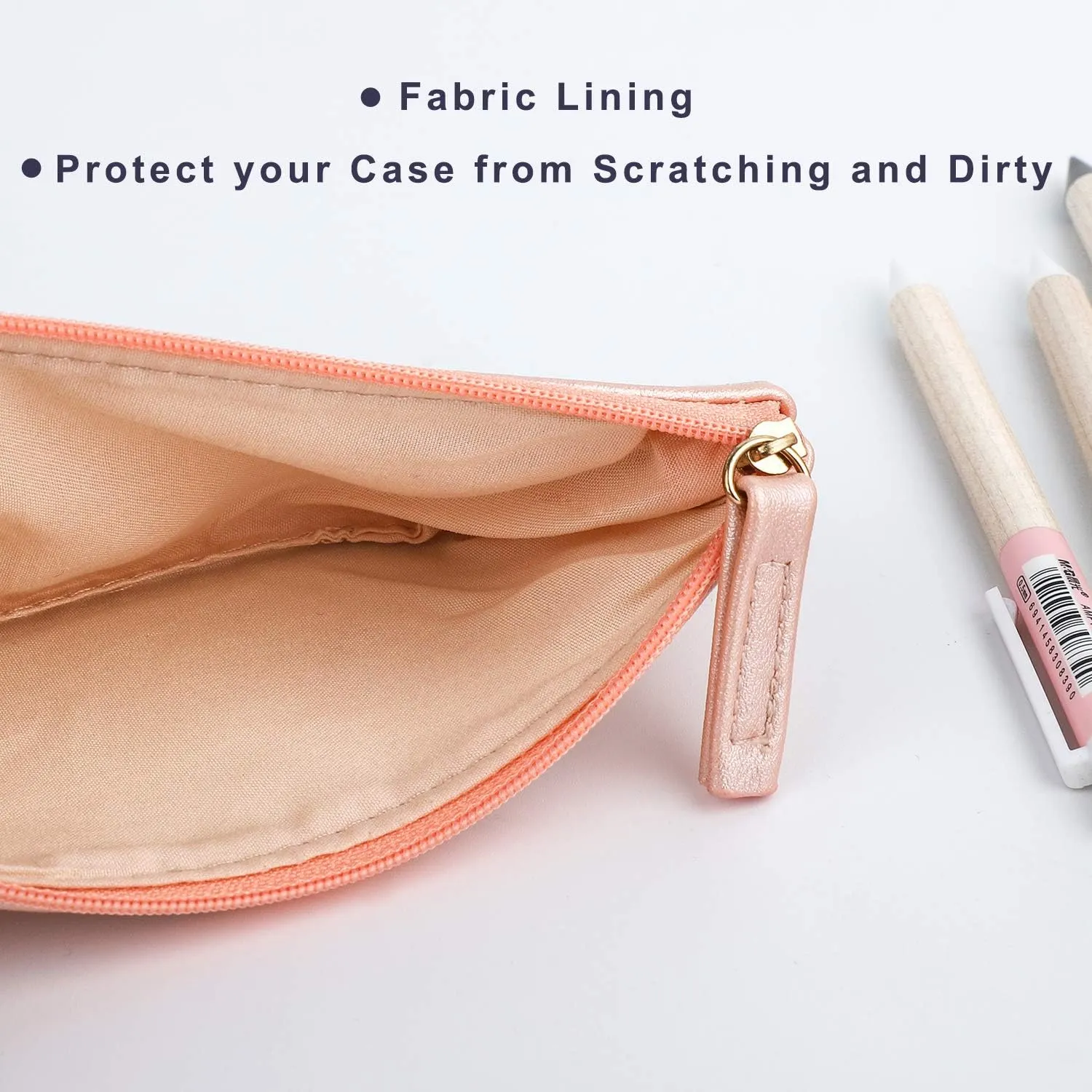 SumDirect PU Leather Cosmetic Pencil Bags - Small Soft Makeup Pouch with Zipper, Pencil Pouch Case Simple Comestic Organizer