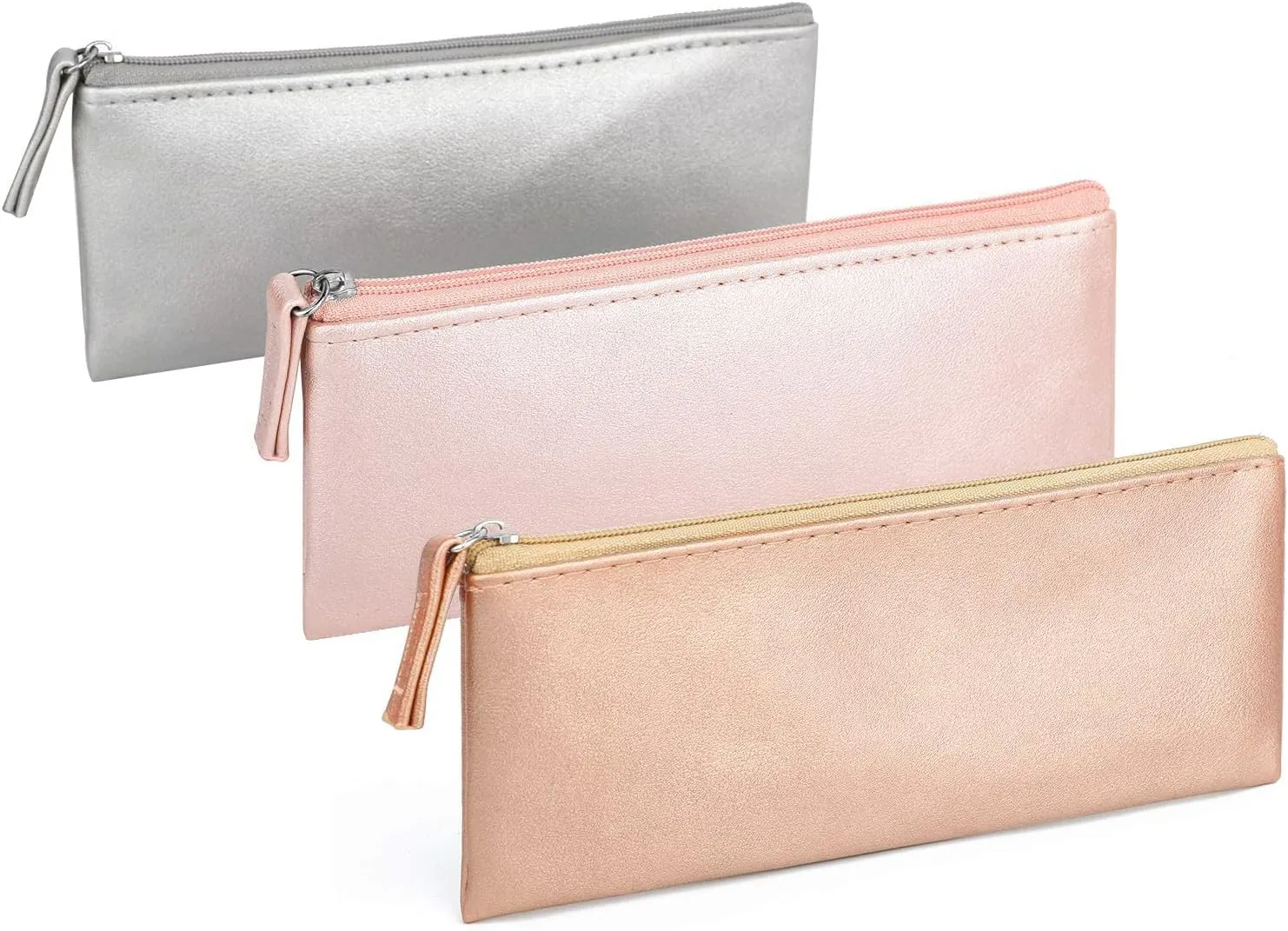 SumDirect PU Leather Cosmetic Pencil Bags - Small Soft Makeup Pouch with Zipper, Pencil Pouch Case Simple Comestic Organizer