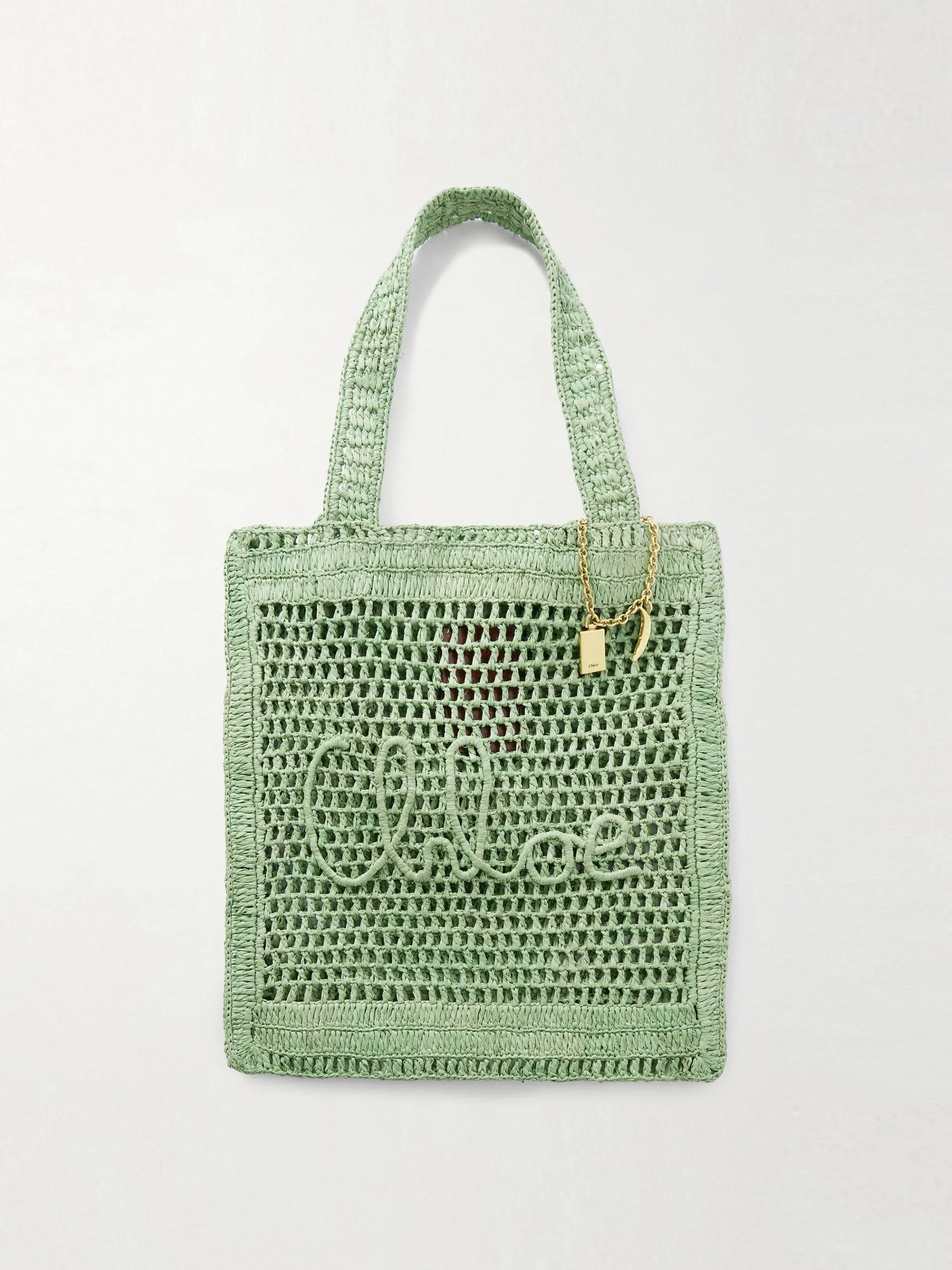 Summer Banana embellished crocheted embroidered faux raffia tote