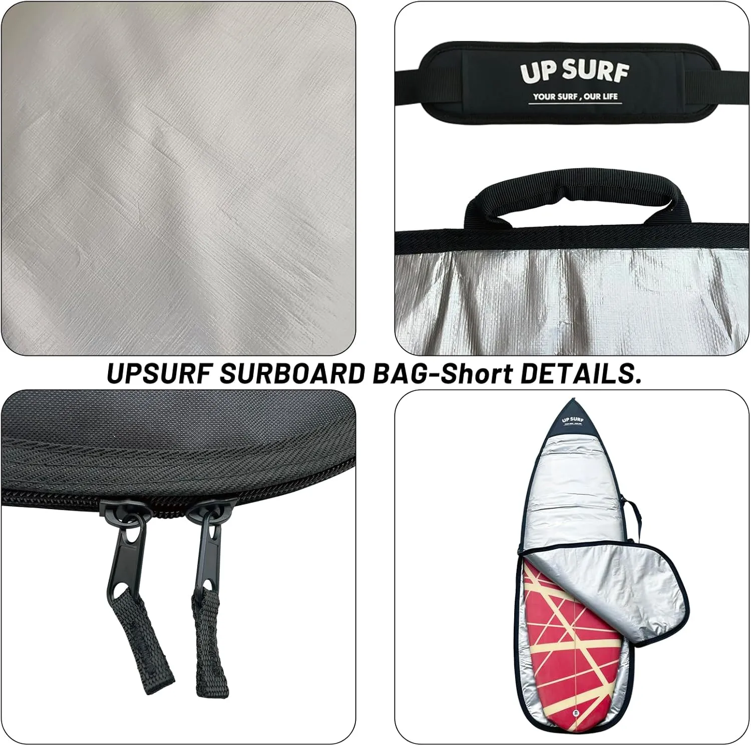 Surfboard bag, Daylight Bags for Fun and short boards, Size 5’4”,5’8”,6’0",6'4",6'8" Surfboard cover for Storage and Transport Surfboard