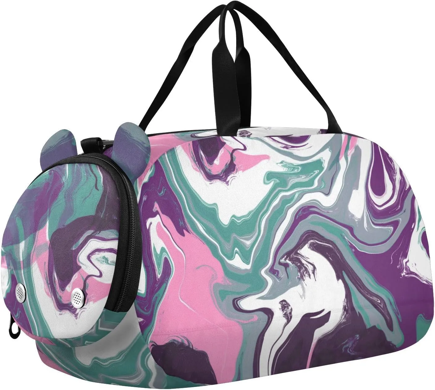 susiyo Small Duffle Bag Abstract Colorful Liquid Marble Kids Duffle Bag for Boys Girls Dance Bag Gym Bag