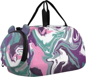 susiyo Small Duffle Bag Abstract Colorful Liquid Marble Kids Duffle Bag for Boys Girls Dance Bag Gym Bag