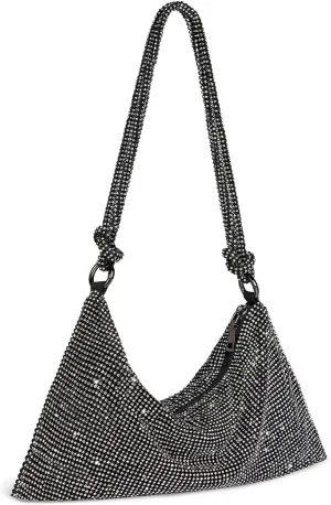 SWEETV Sparkly Rhinestone Purse for Women Silver Clutch Purse Small Glitter Handbags for Weddings, Prom,and Parties