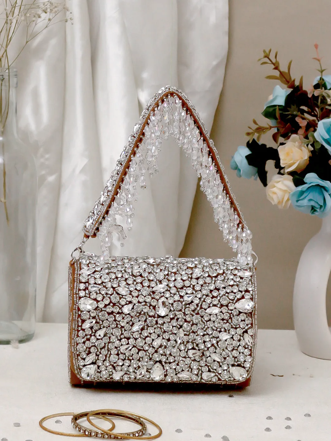 Swisni big golden crystal clutch bag