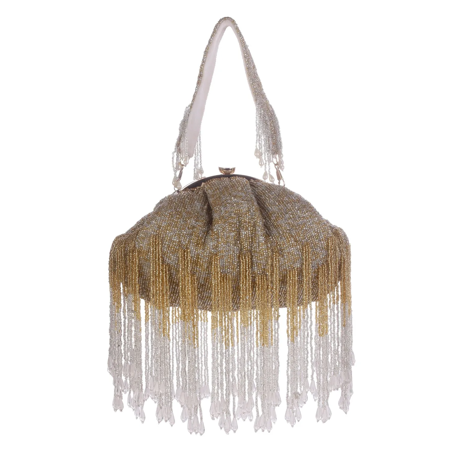 Swisni golden half frame clutch bag