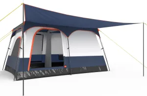 Tangkula 6/8/10-Person Camping Tent with Porch, Large Family Cabin Tent with 2 Rooms, 2 Doors, 2 Mesh Windows, Removable Rainfly, Carrying Bag, Double Layer Tents for Camping, Picnic, Outdoor