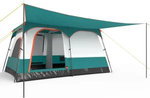 Tangkula 6/8/10-Person Camping Tent with Porch, Large Family Cabin Tent with 2 Rooms, 2 Doors, 2 Mesh Windows, Removable Rainfly, Carrying Bag, Double Layer Tents for Camping, Picnic, Outdoor