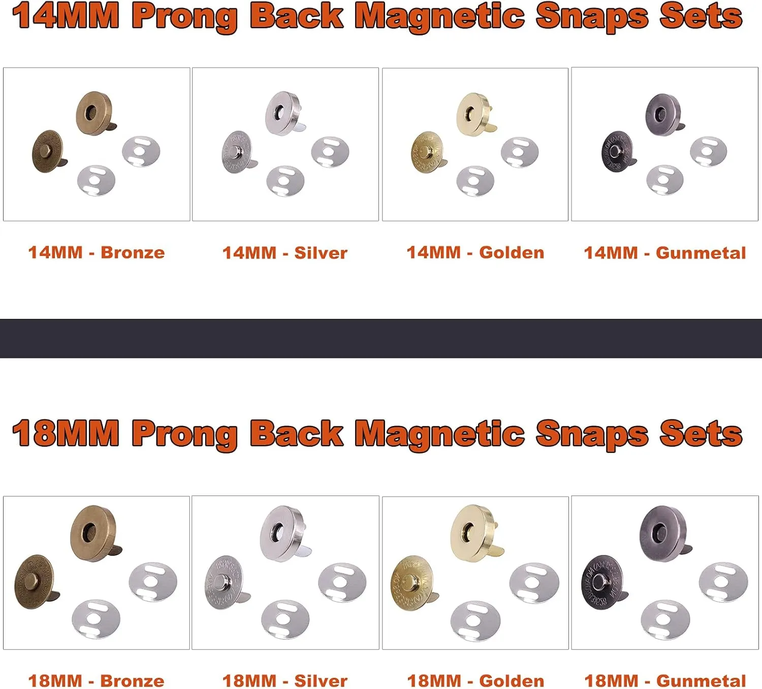 Tanstic 88 Sets 14mm and 18MM 4 Color Magnetic Button Clasps Snaps Fastener Clasps Button Knitting Buttons Sets for Sewing, Craft, Purses, Bags, Clothes, Leather