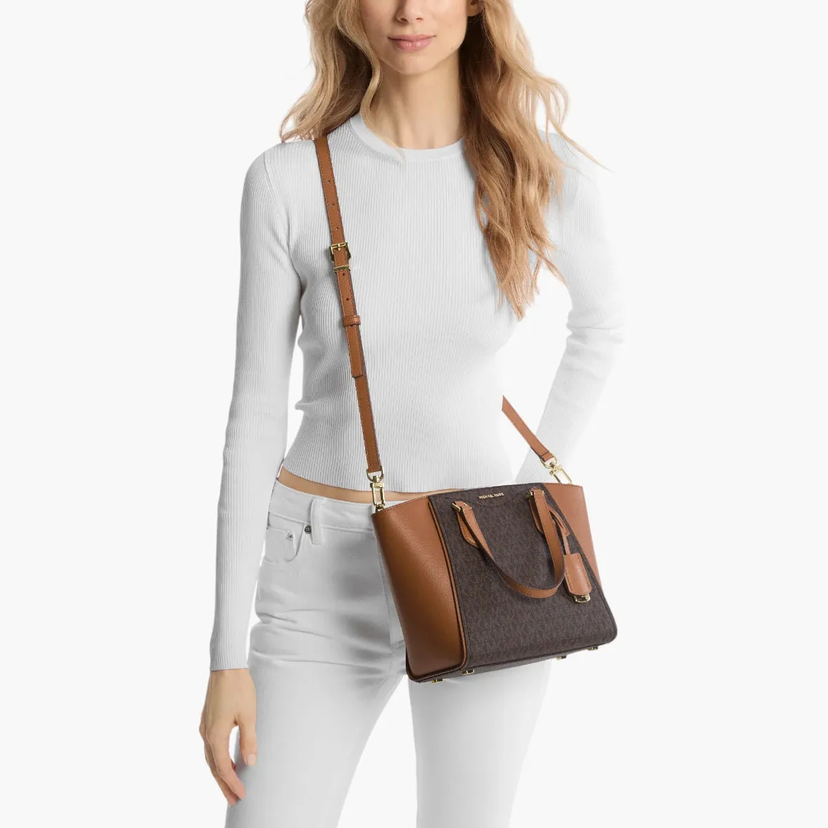 Taryn Small Signature Logo And Leather Convertible Crossbody Bag