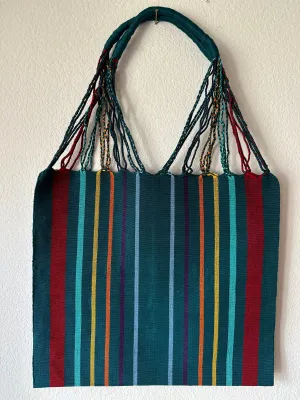Teal with Multicolor Loom Tote Bag