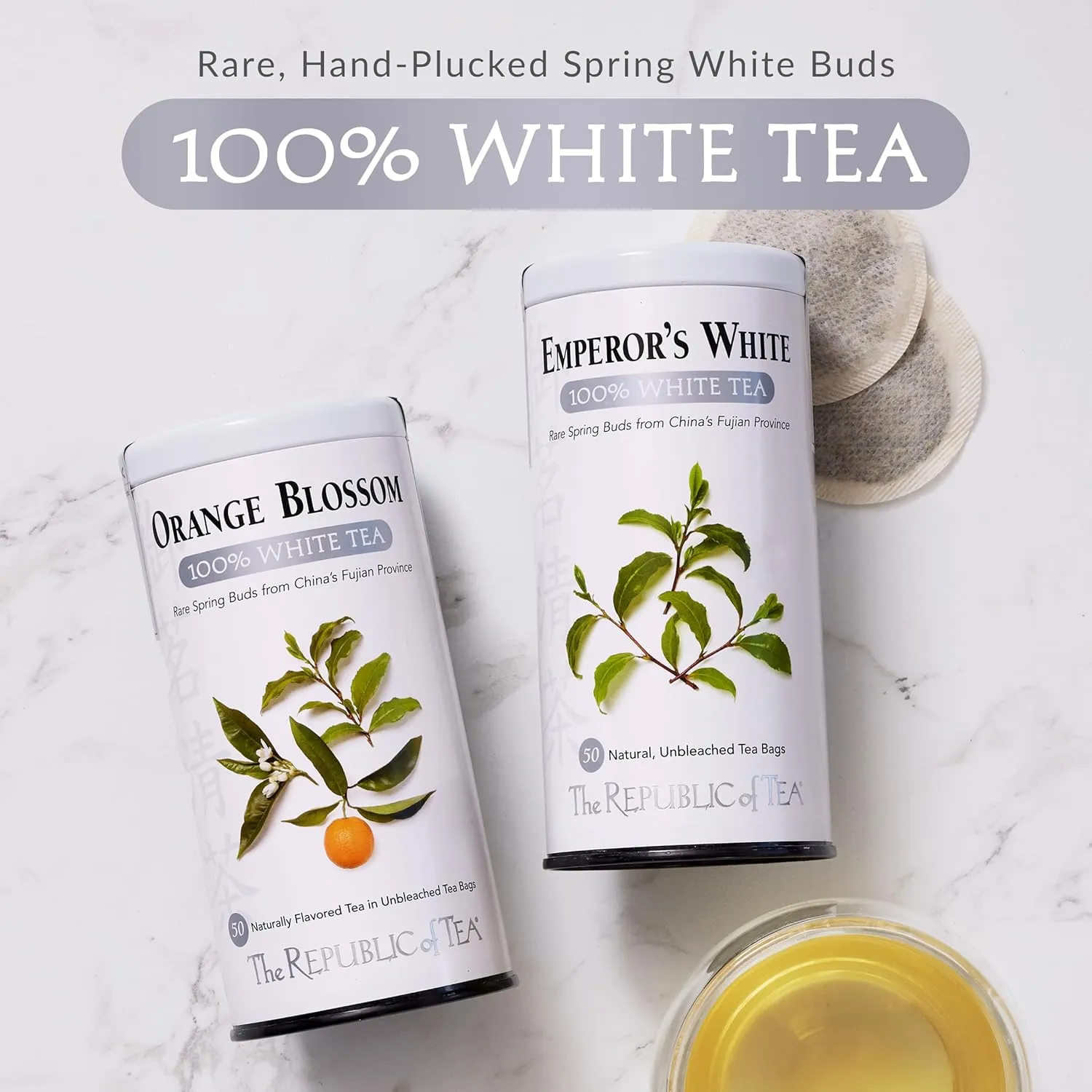 The Republic of Tea – Emperor’s 100% White Tea Bags, Steeps 50 Low-Caffeinated Cups - Refill Bag