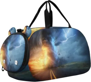 Tornado Colorful Sports Duffle Bag for Girls Boys, Gym Bag with Shoe Compartment, Kids Travel Overnight Weekender Shoulder Bag