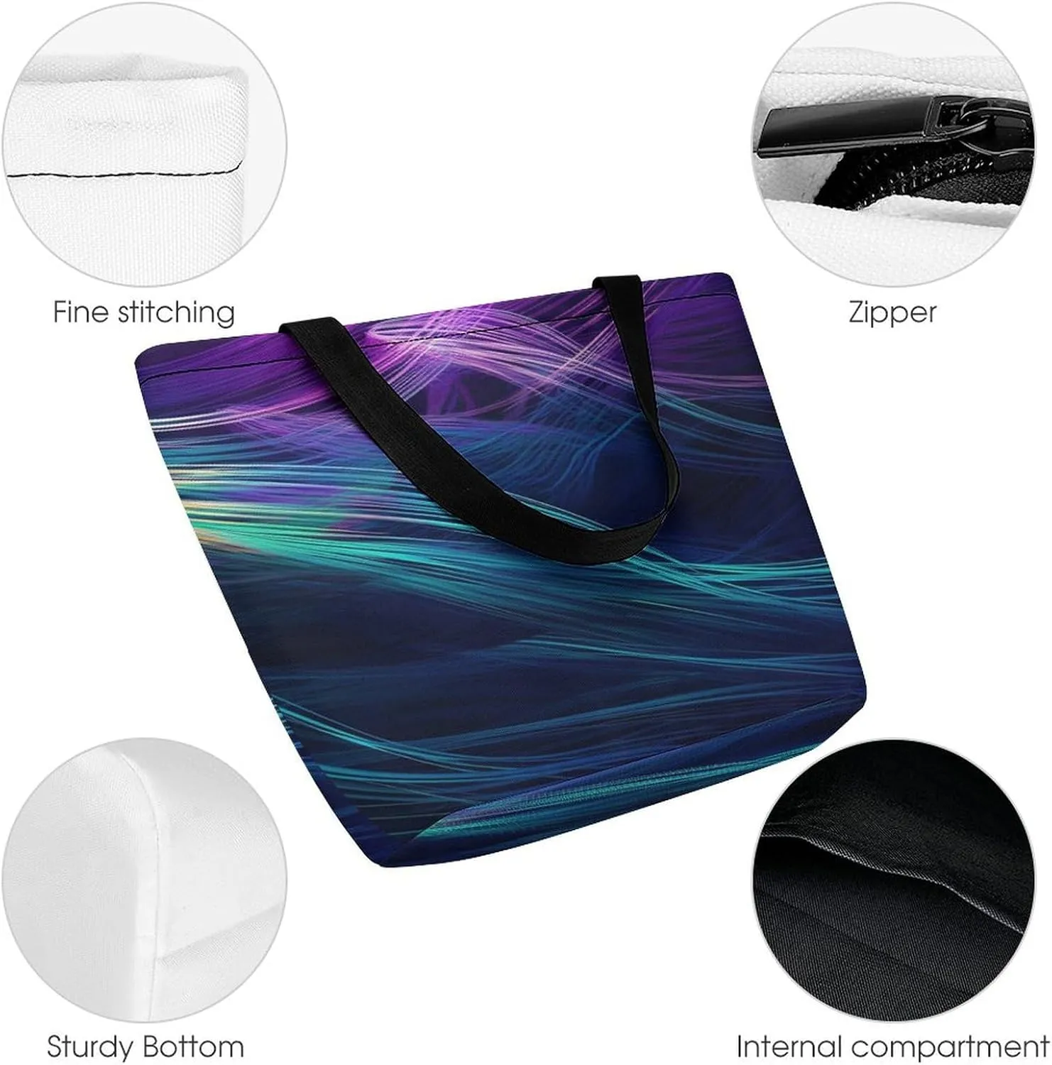 Tote Bag for Women Grocery Bag Flowers Bright Colors Foldable Shopping Bags Reusable Large Tote Bag