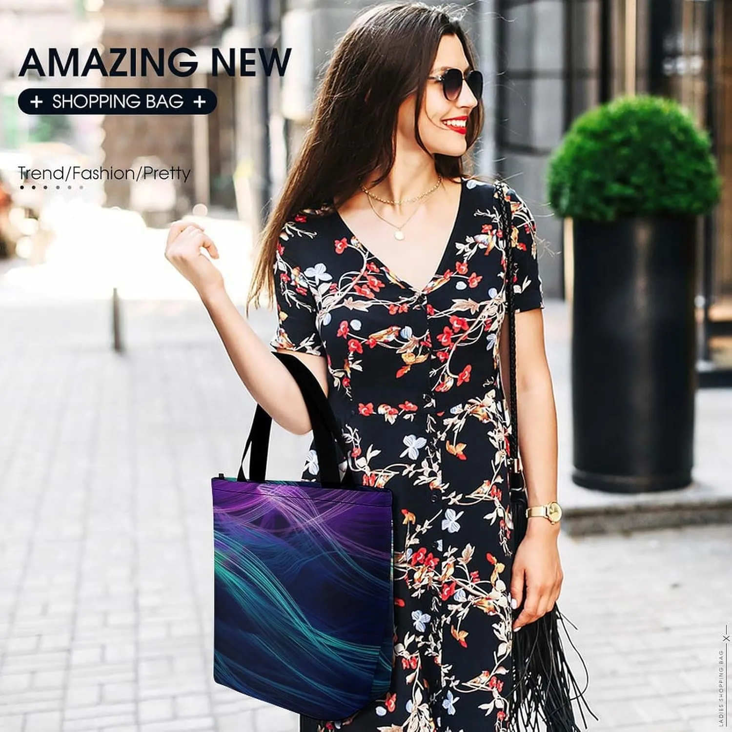 Tote Bag for Women Grocery Bag Flowers Bright Colors Foldable Shopping Bags Reusable Large Tote Bag
