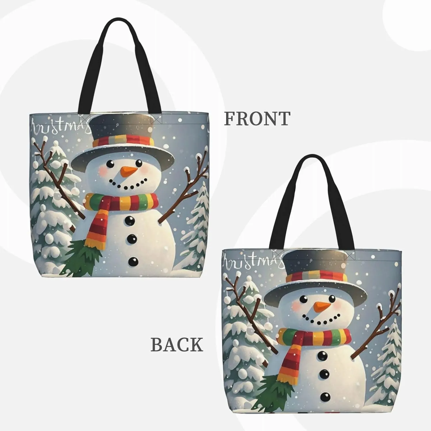 Tote Bag for Women Grocery Bag Reusable Shopping Bag Merry Christmas Snowman Handbag Foldable Shoulder Bag