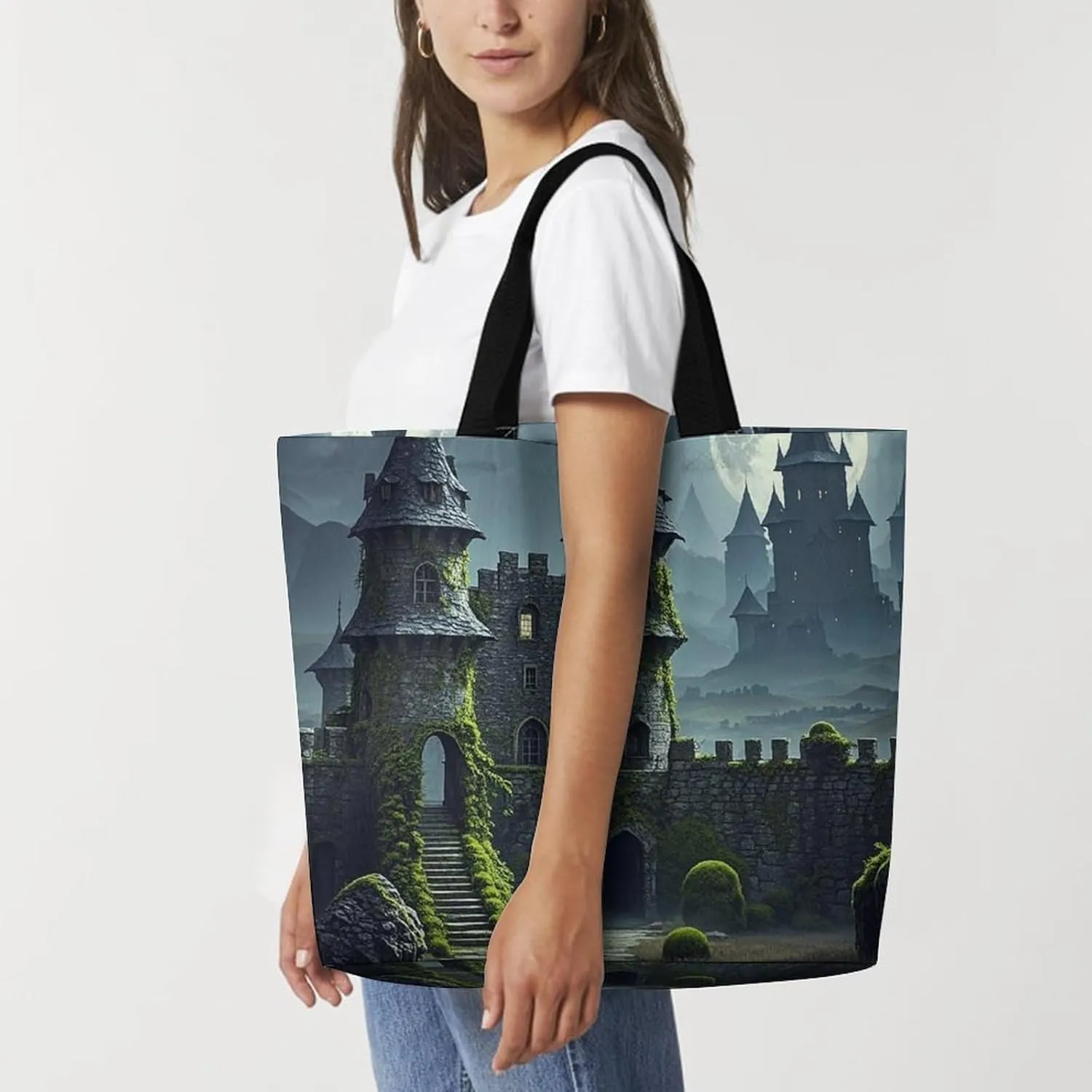 Tote Bag for Women Large Capacity Tote Bags Blue Fruit Pattern Handbag Crossbody Bag Shopping Bags Shoulder Bag