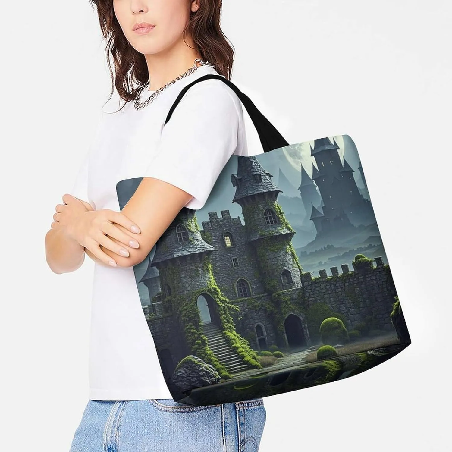 Tote Bag for Women Large Capacity Tote Bags Blue Fruit Pattern Handbag Crossbody Bag Shopping Bags Shoulder Bag
