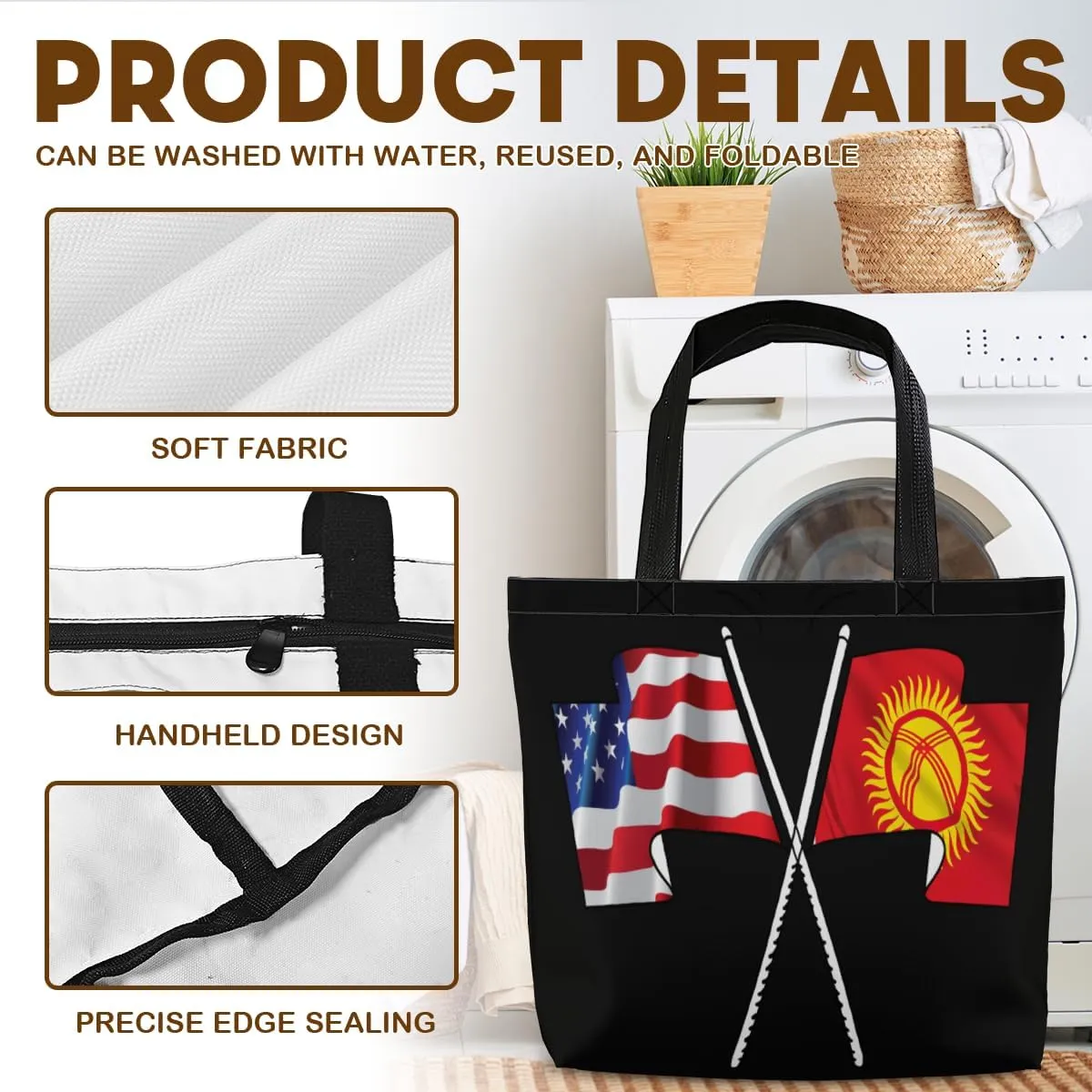 Tote Bag for Women Men Large Reusable Beach Shoulder Bags With Zipper for Gym Shopping Travel Gifts Yoga