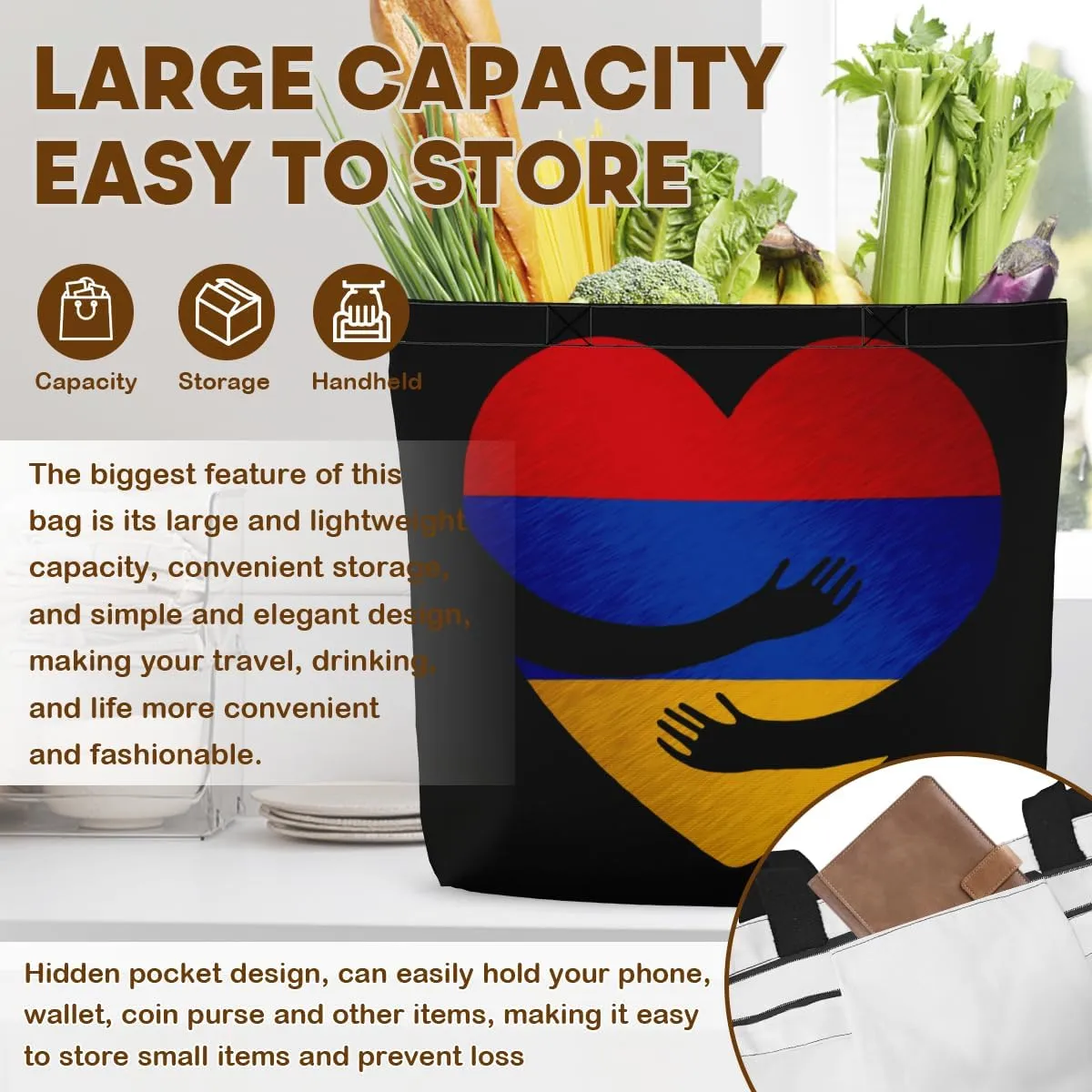 Tote Bag for Women Men Large Reusable Beach Shoulder Bags With Zipper for Gym Shopping Travel Gifts Yoga