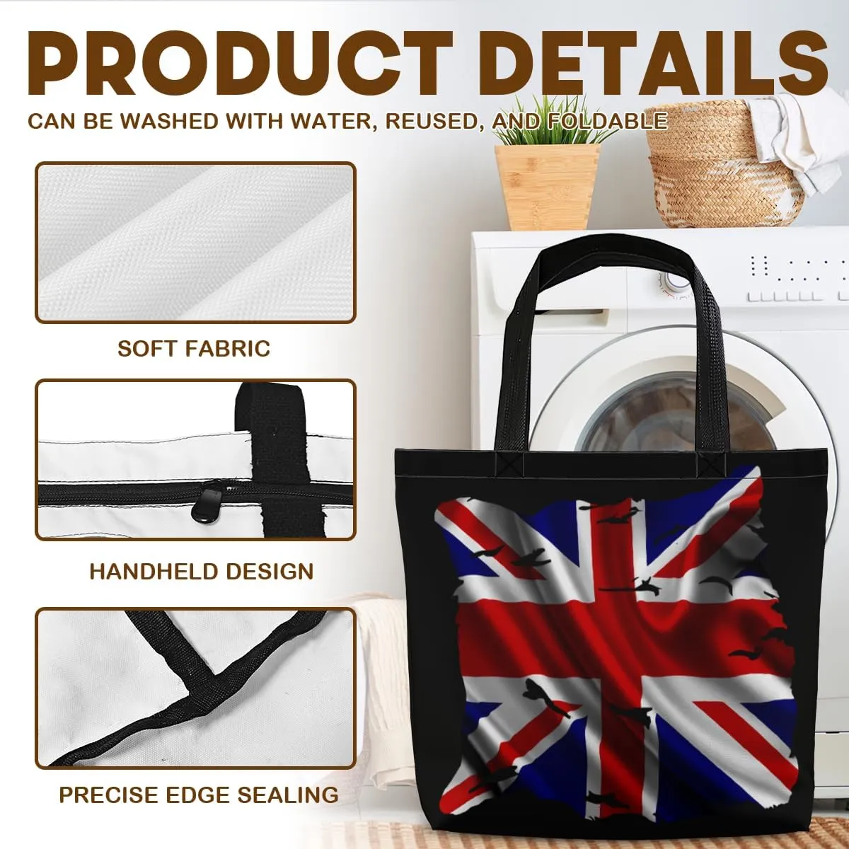 Tote Bag for Women Men Large Reusable Beach Shoulder Bags With Zipper for Gym Shopping Travel Gifts Yoga
