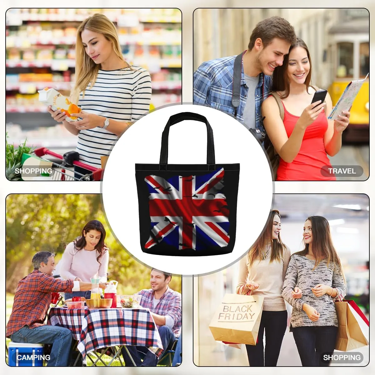 Tote Bag for Women Men Large Reusable Beach Shoulder Bags With Zipper for Gym Shopping Travel Gifts Yoga
