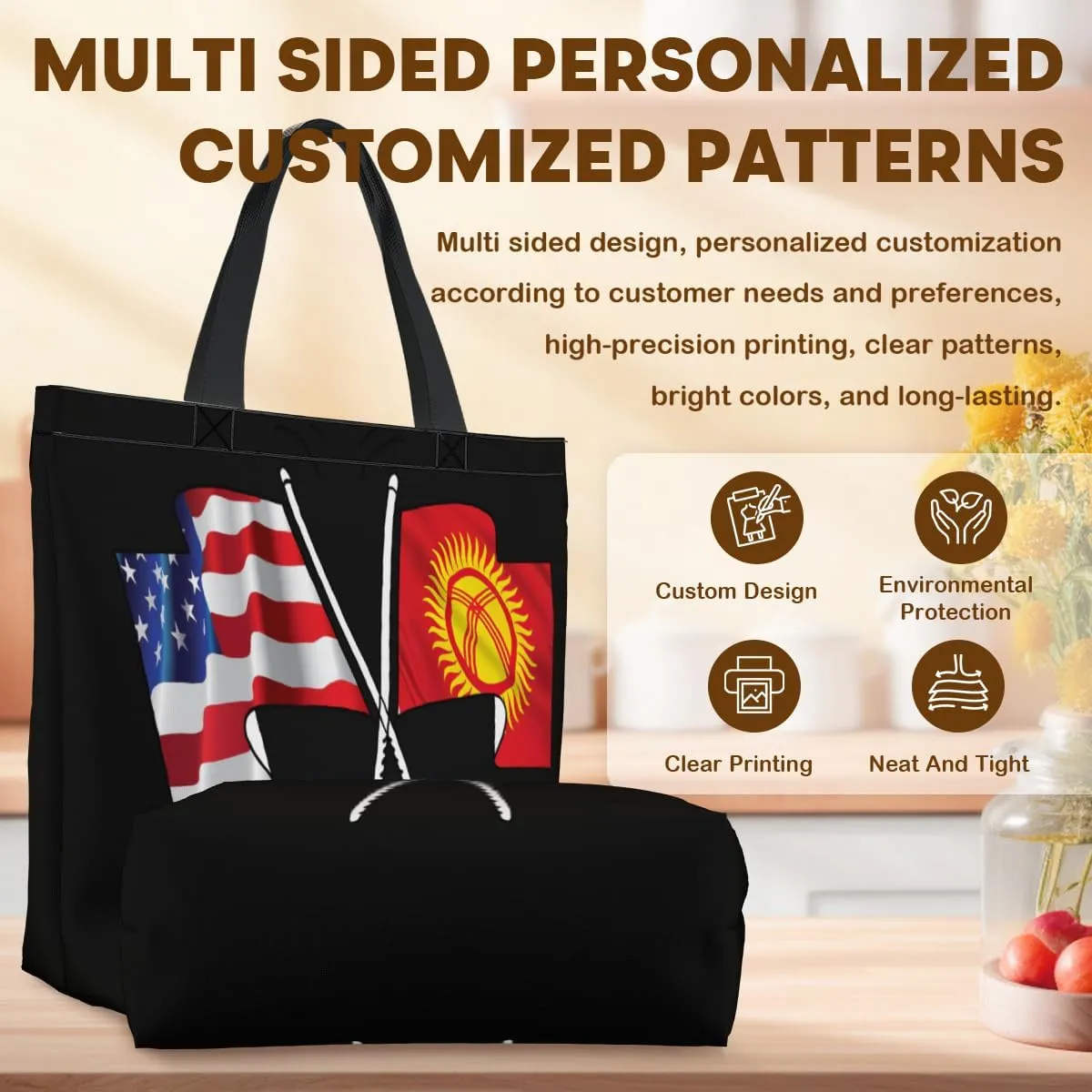 Tote Bag for Women Men Large Reusable Beach Shoulder Bags With Zipper for Gym Shopping Travel Gifts Yoga
