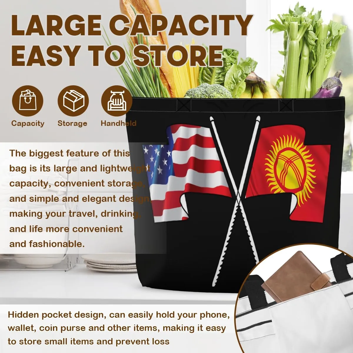 Tote Bag for Women Men Large Reusable Beach Shoulder Bags With Zipper for Gym Shopping Travel Gifts Yoga