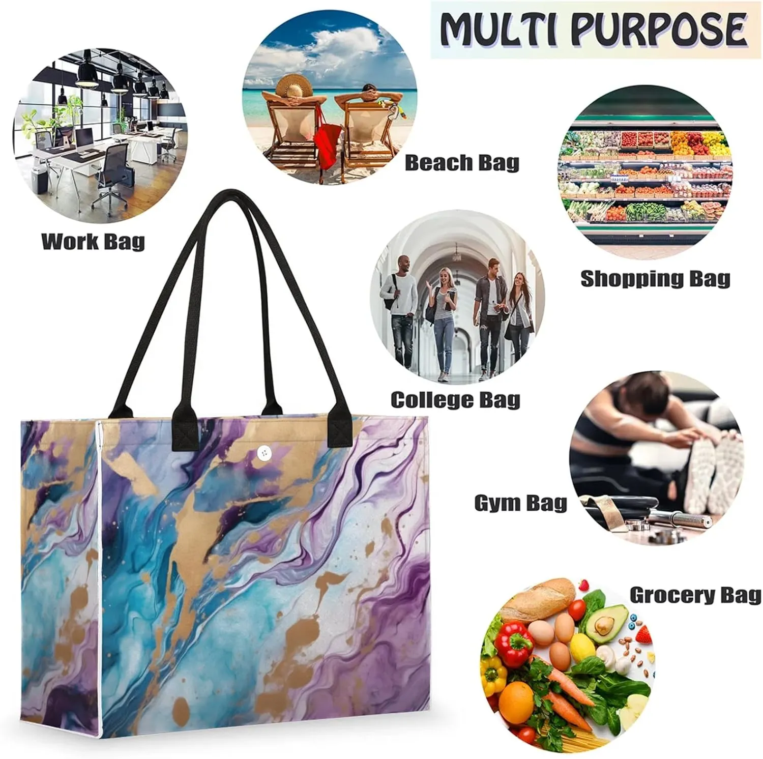 Tote Bag for Women Reusable Canvas Shoulder Bag