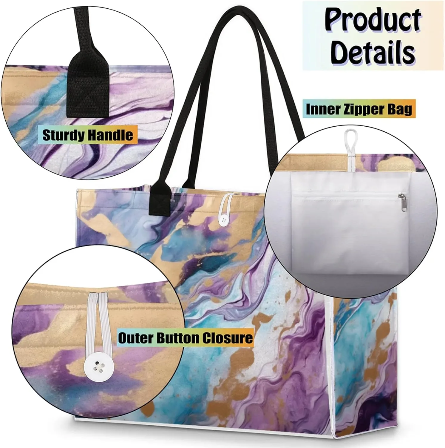 Tote Bag for Women Reusable Canvas Shoulder Bag