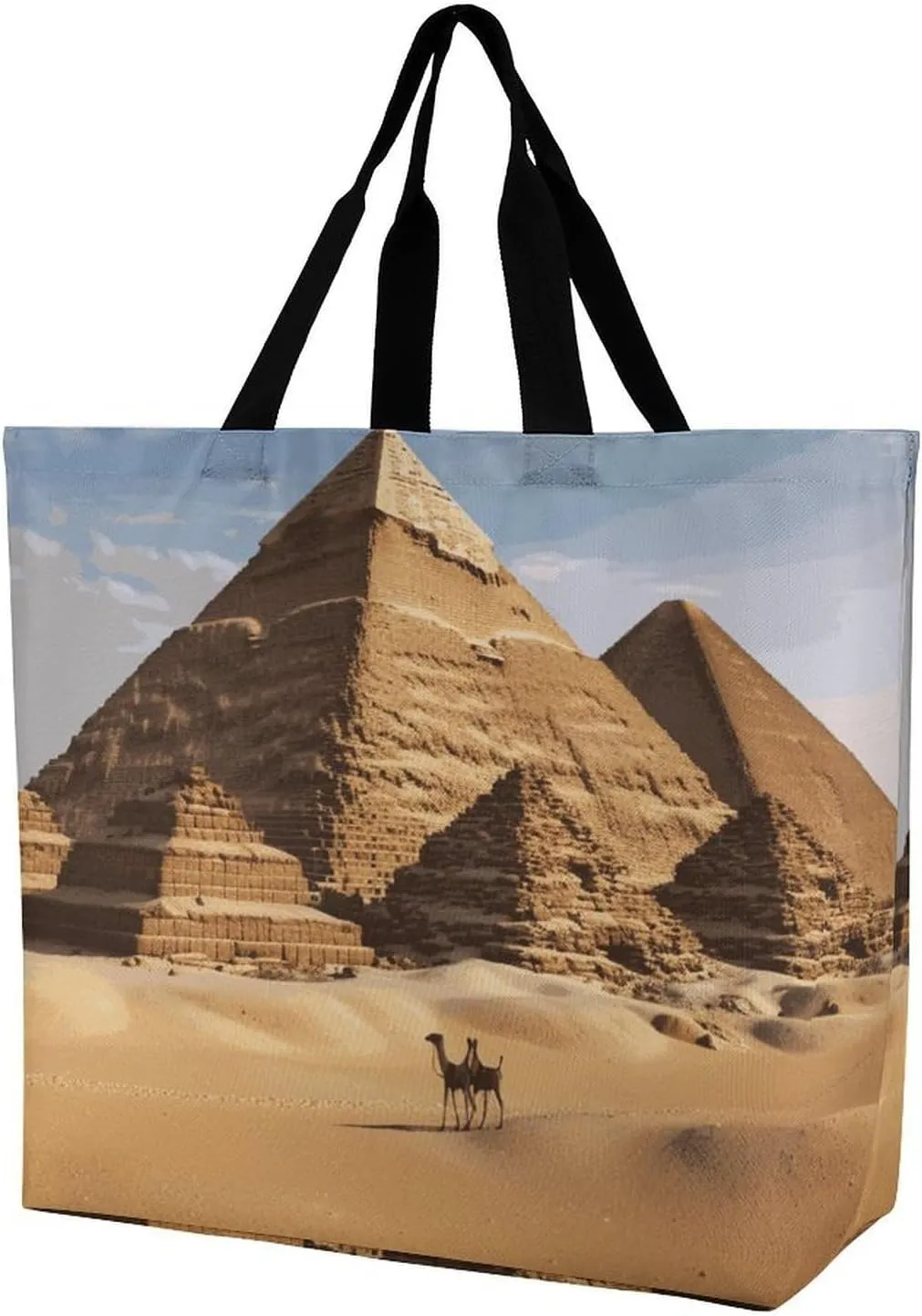 Tote Bag for Women Shoulder Bag Ancient Egypt Pyramid Handbags for Travel Work Beach Bag Grocery Bag