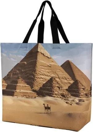 Tote Bag for Women Shoulder Bag Ancient Egypt Pyramid Handbags for Travel Work Beach Bag Grocery Bag